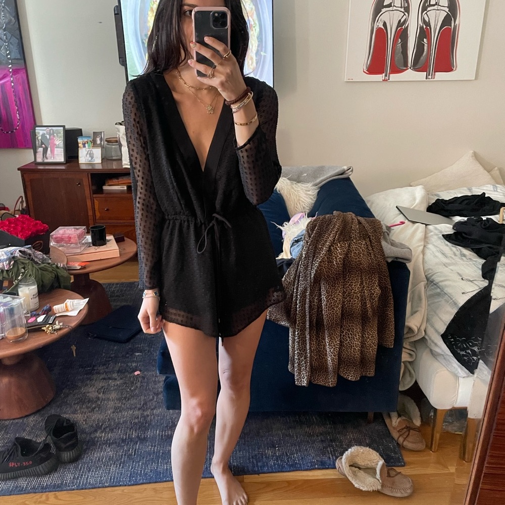 BEC + BRIDGE NYX Long Sleeve Playsuit in Black Spot